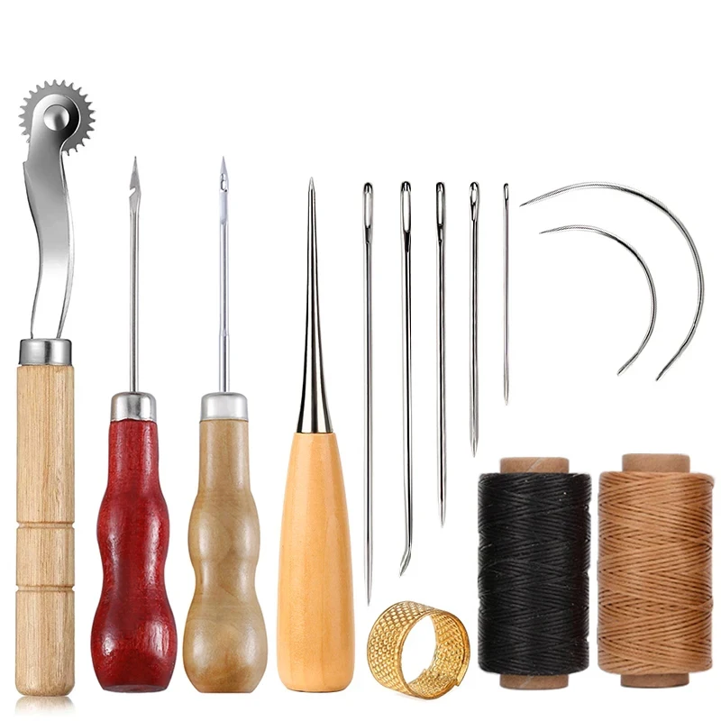 Leatherwork Thread - 14 قطعة مجموعة الخياطة الجلدية الحرفية