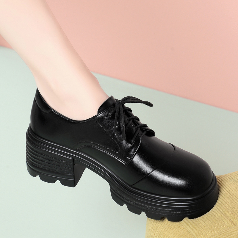 Leather Work Oxfords - 6 سنتيمتر الرجعية تنفس مريحة سميكة
