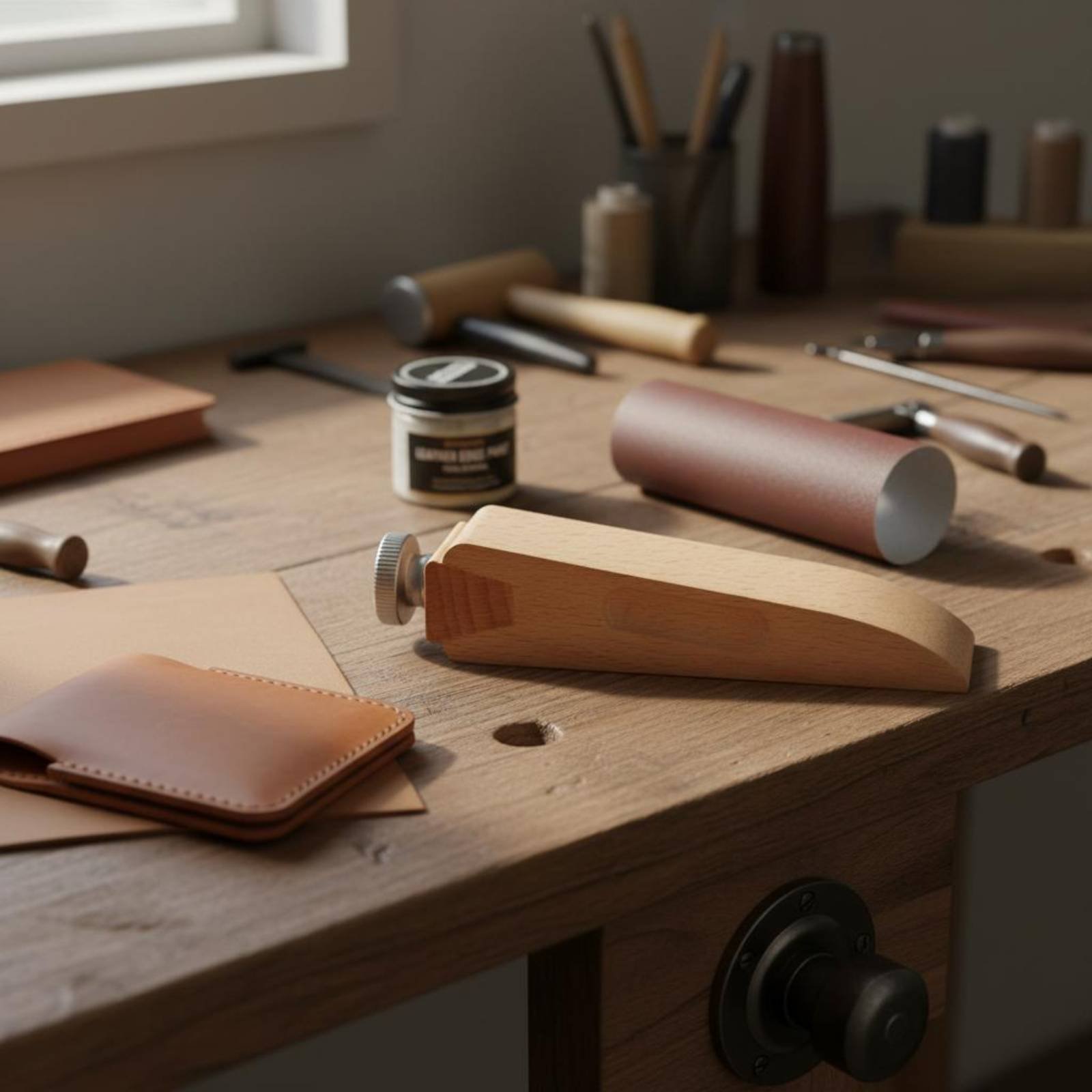 Leatherworker Block - قالب صقل حواف الجلد من خشب