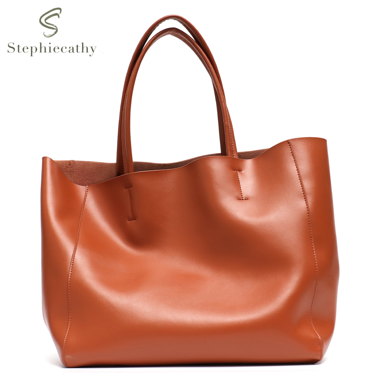 Leather Work Handbags For Women - الحد الأدنى حقيبة حمل كبيرة المرأة