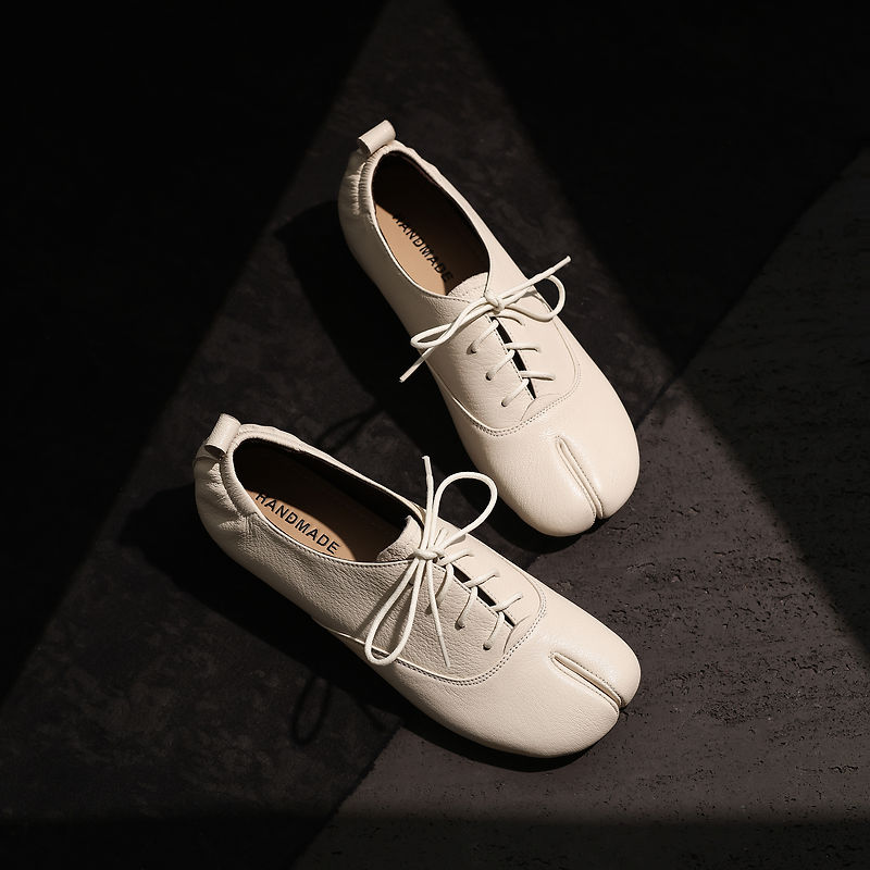 Leather Work Oxfords - أحذية نسائية تابي من الجلد الطبيعي،